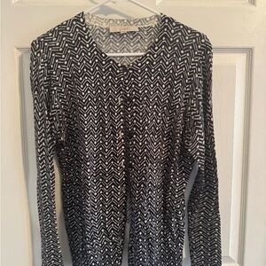 LOFT Navy and White Patterned Sweater
